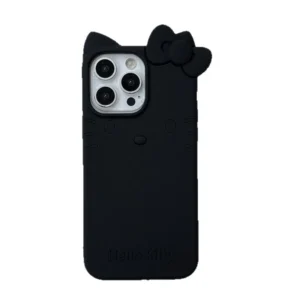 Coque iPhone 17 Pro Silicone Noire – Oreilles de Chat