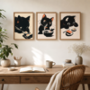 Affiche chat noir mignonne encadree sur un mur