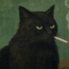 Gros plan sur la peinture de l affiche chat noir