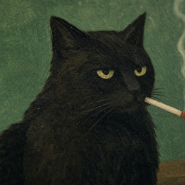 Gros plan sur la peinture de l affiche chat noir