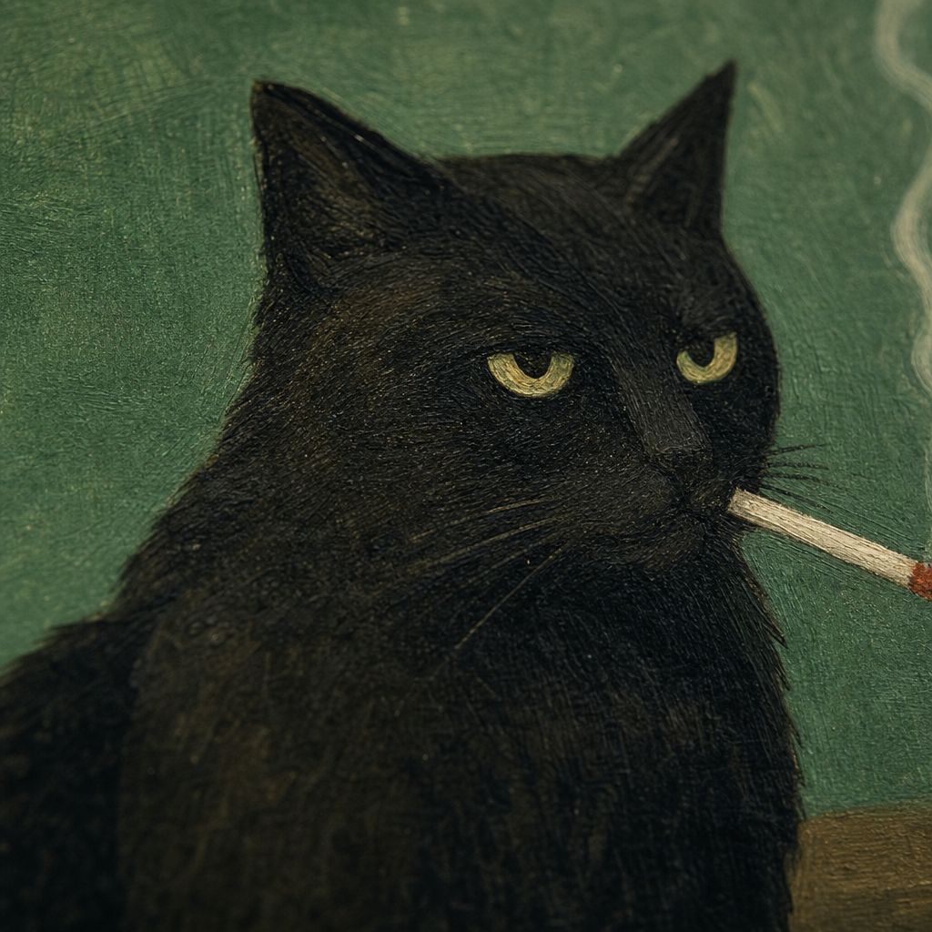 Gros plan sur la peinture de l affiche chat noir