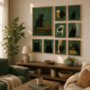 Affiche chat noir retro encadree sur un mur