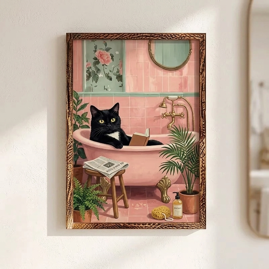 Detail des affiches chat noir style vintage