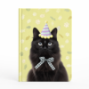 Carnet chat noir illustre, fond blanc