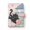 Carnet chat noir kawaii japonais, fond blanc