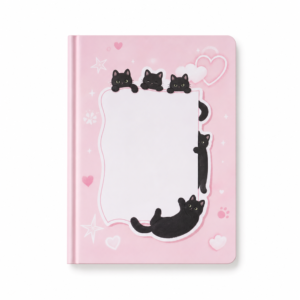 carnet-chat-noir-mignon Carnet chat noir mignon, fond blanc