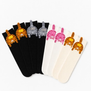 Lot de chaussettes chat noir avec oreilles 3D