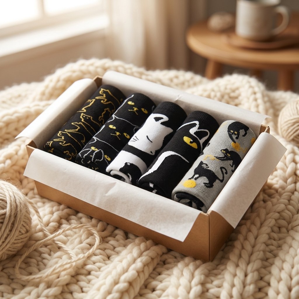 Chaussettes chat noir en coffret cadeau