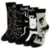 Lot de 5 paires de chaussettes chat noir