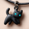 Gros plan macro sur le pendentif chat noir