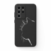 Coque telephone chat noir minimaliste, fond blanc