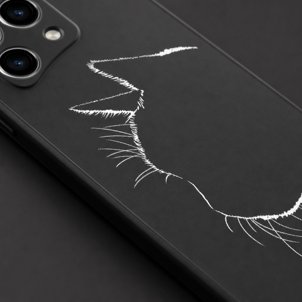 Gros plan sur le motif chat de la coque