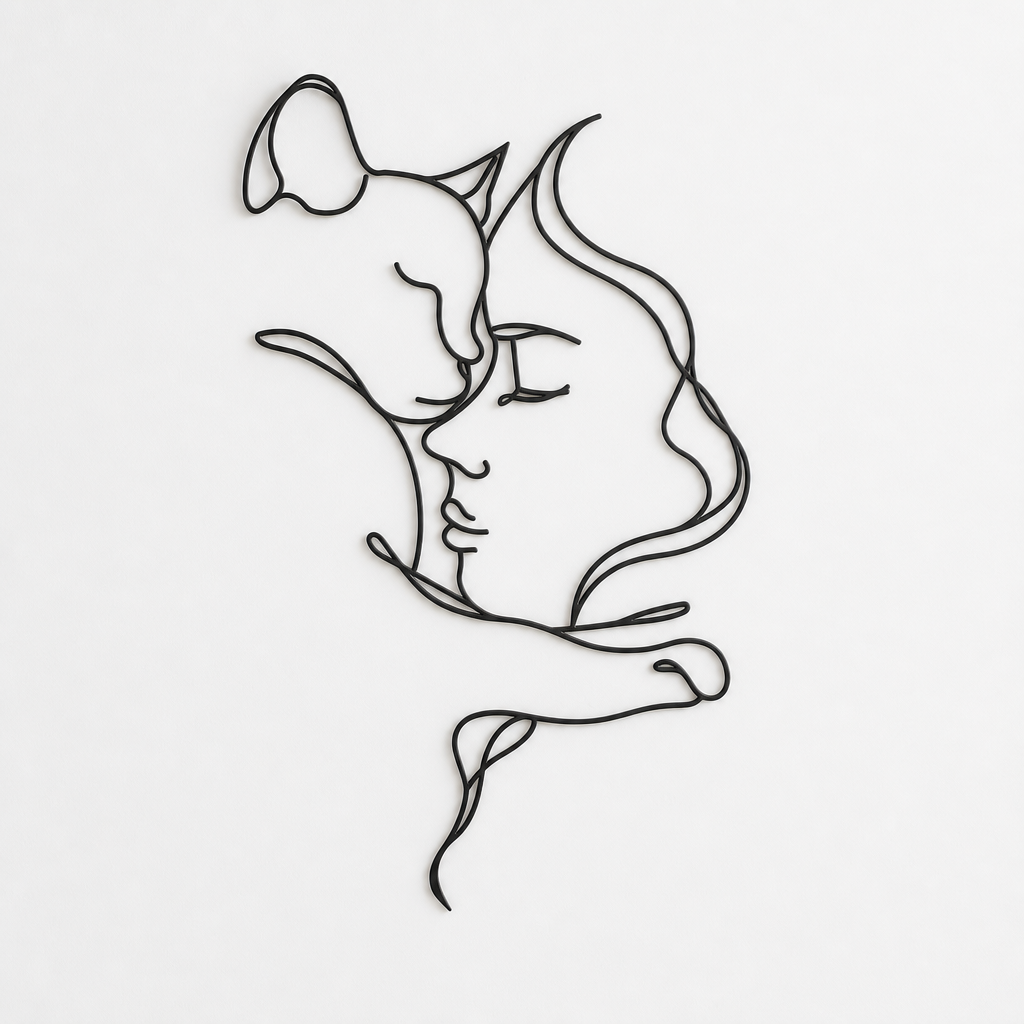 Decoration murale chat noir en metal, mur blanc