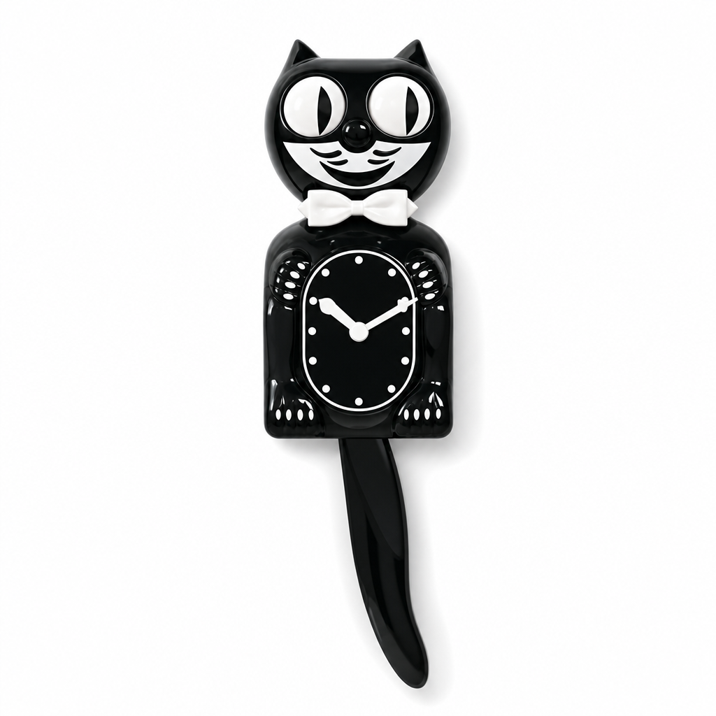 Deco murale chat noir retro, fond blanc