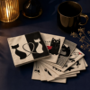 Dessous de verre chat noir sur fond bleu nuit