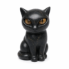Figurine chat noir effet pierre, fond blanc