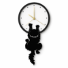 Horloge murale chat noir retro, fond blanc