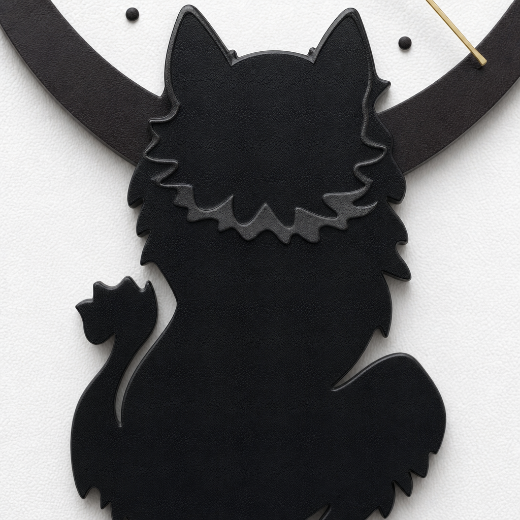 Gros plan sur le cadran de l horloge chat noir