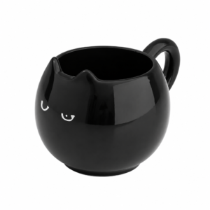 Mug chat noir en ceramique, fond blanc