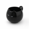 Mug chat noir en ceramique a oreilles, fond blanc
