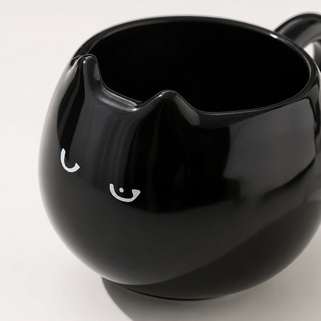 Gros plan sur les oreilles du mug chat noir