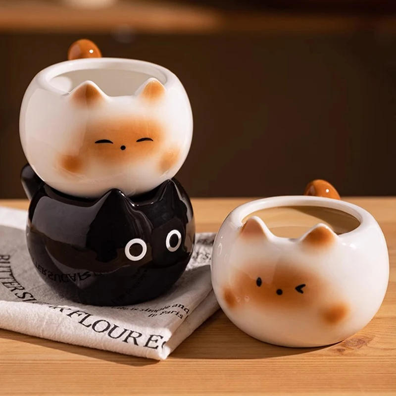 Tasse chat noir mignonne en céramique