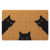 Paillasson chat noir curieux, fond blanc