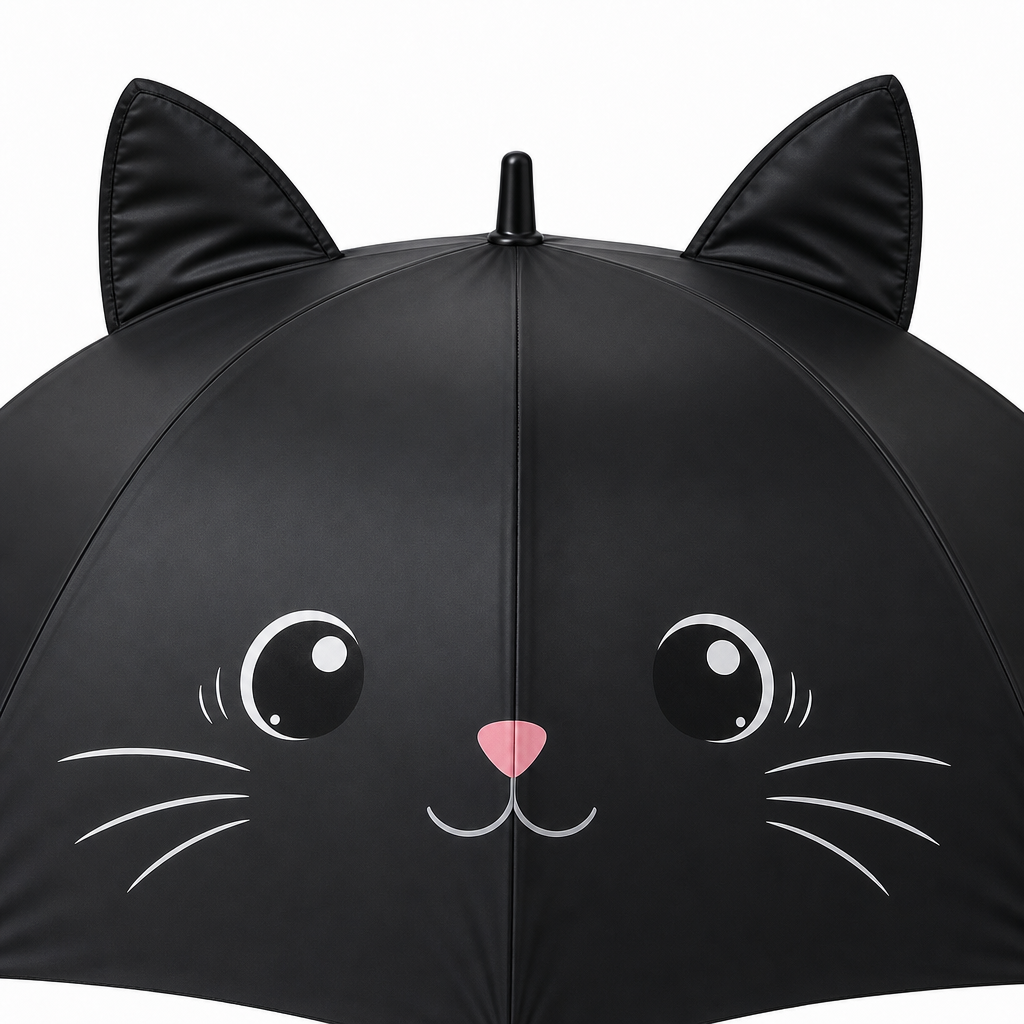 Gros plan sur le visage de chat du parapluie