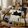 Plaid chat noir 3D sur un canape cosy