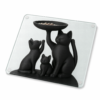 Planche de cuisine chat noir en verre, fond blanc