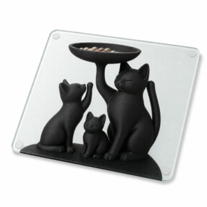 planche-cuisine-chat-noir Planche de cuisine chat noir en verre, fond blanc