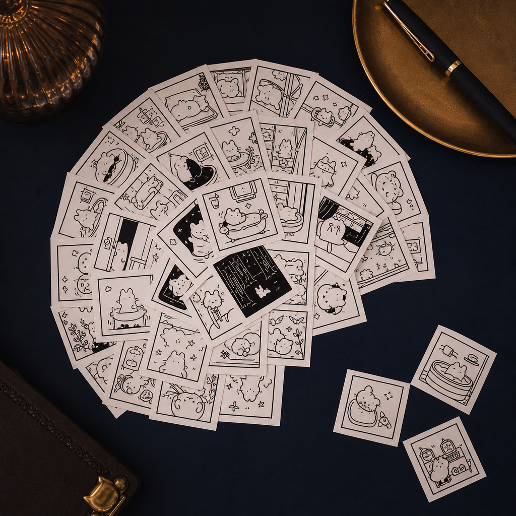 Stickers chat noir sur fond bleu nuit