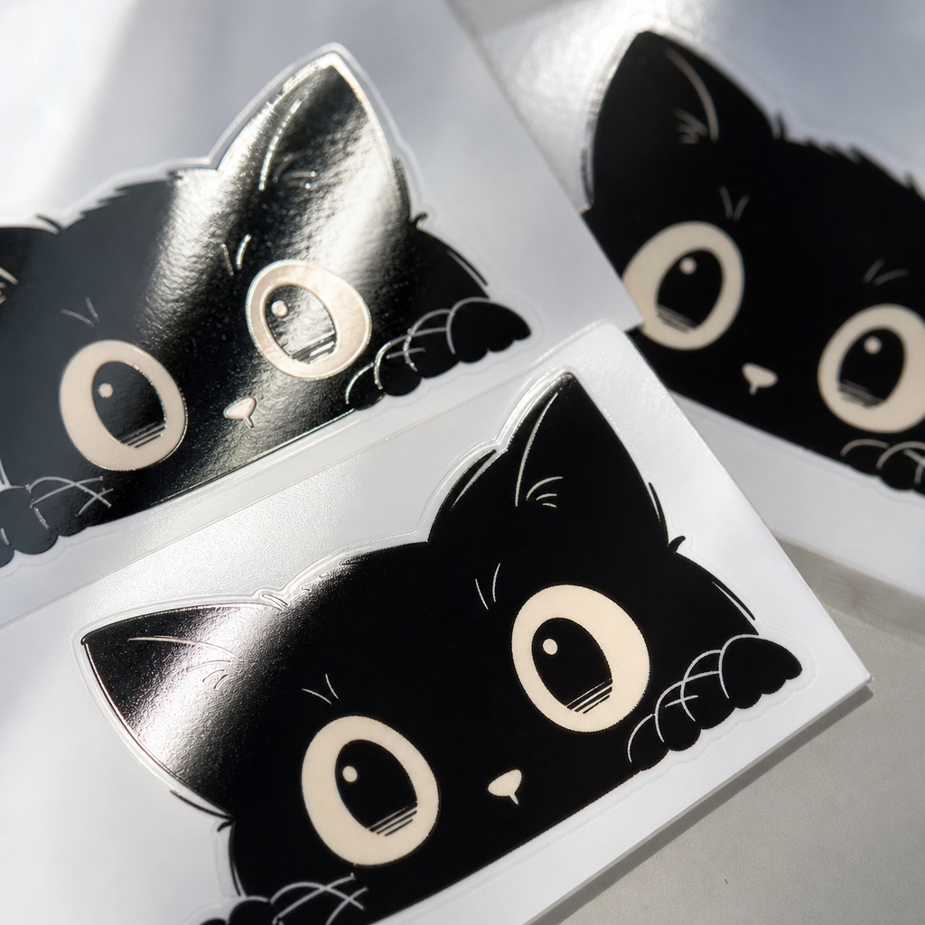 Gros plan sur les stickers chat noir curieux