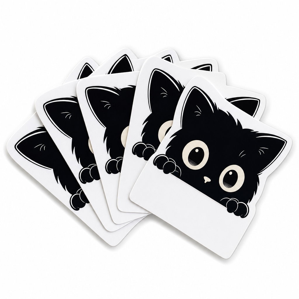 Lot de stickers chat noir curieux