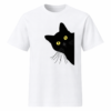 T-shirt chat noir homme blanc, fond blanc