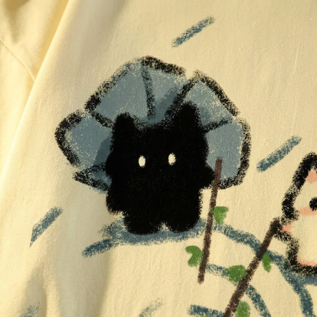 Gros plan sur l imprime chat noir et parapluie