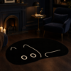 Tapis chat noir dans une piece bleu nuit