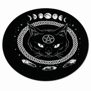 Tapis chat noir tout doux, fond blanc