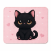 Tapis de souris chat noir kawaii, fond blanc