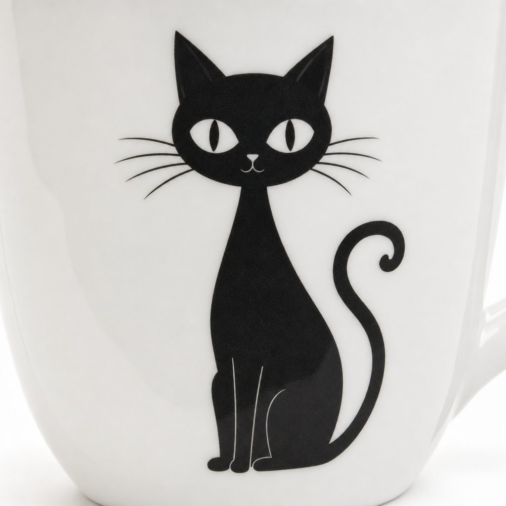 Gros plan sur le chat noir de la tasse a espresso