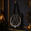 Tote bag chat noir et lune sur fond bleu nuit