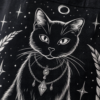 Gros plan sur le motif chat et lune du tote bag