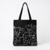 Tote bag chat noir en toile, fond blanc