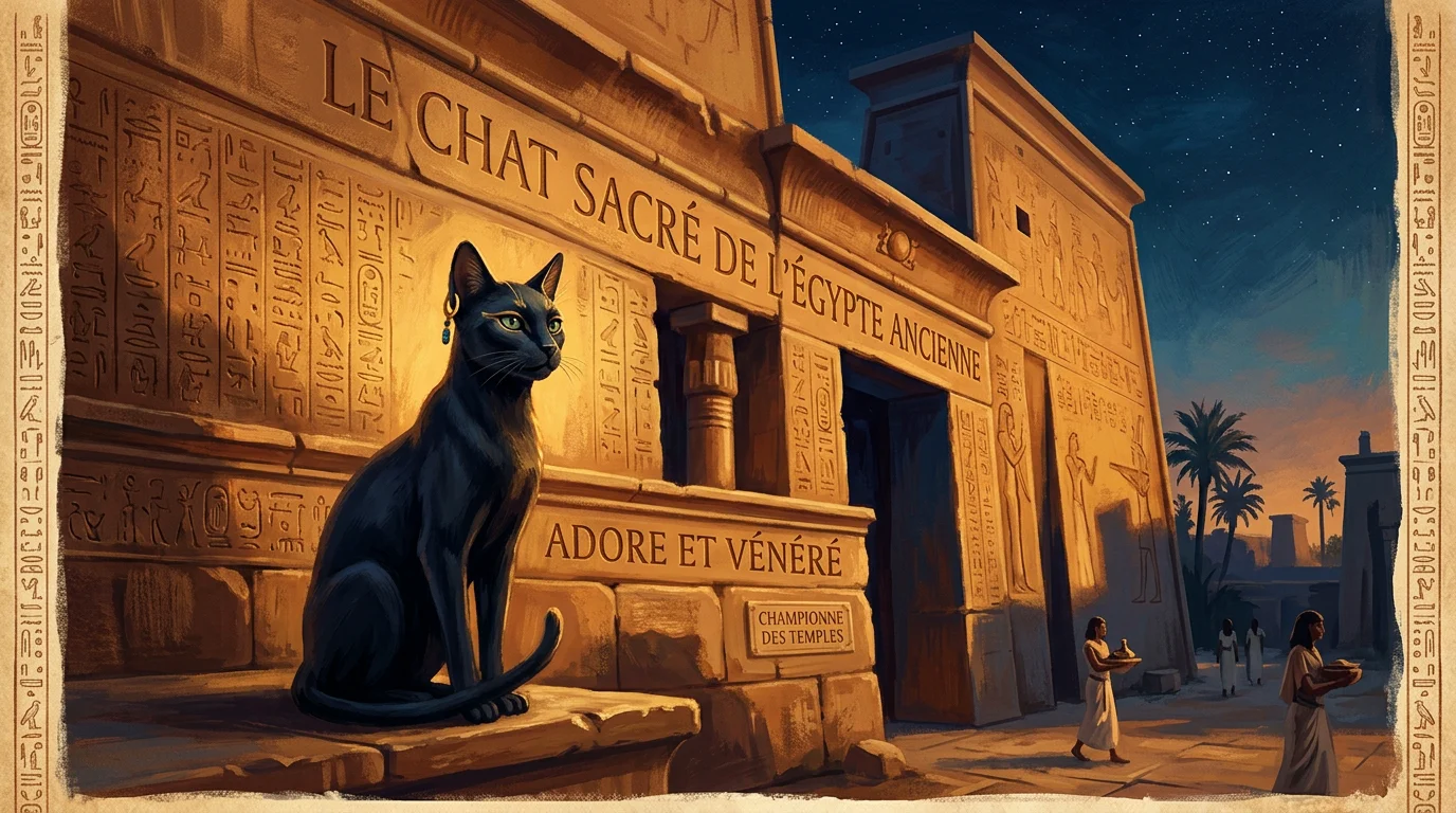 Chat noir représenté comme animal sacré dans l'Égypte antique